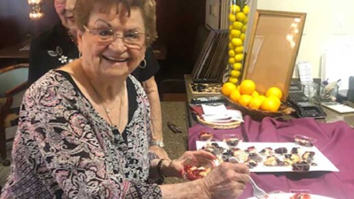 Betty and Carolyn, Enjoying a sample of pie